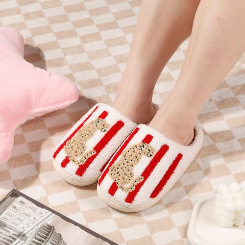 Image of LNERIP Animal Slippers Fruit Slippers Plant Slippers Various Cartoon Patterns Fluffy Soft Memory Foam Retro Indoor Outdoor Home Couple Shoes