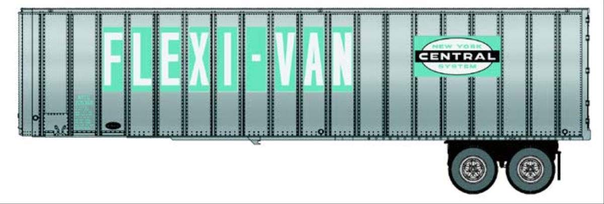 Walthers HO Scale 1/87 Scenemaster Flexi-Van 40' Trailer 2-Pack - Assembled - New York Central #2 (Large Flexi-Van & Logo on Green; end Doors)
