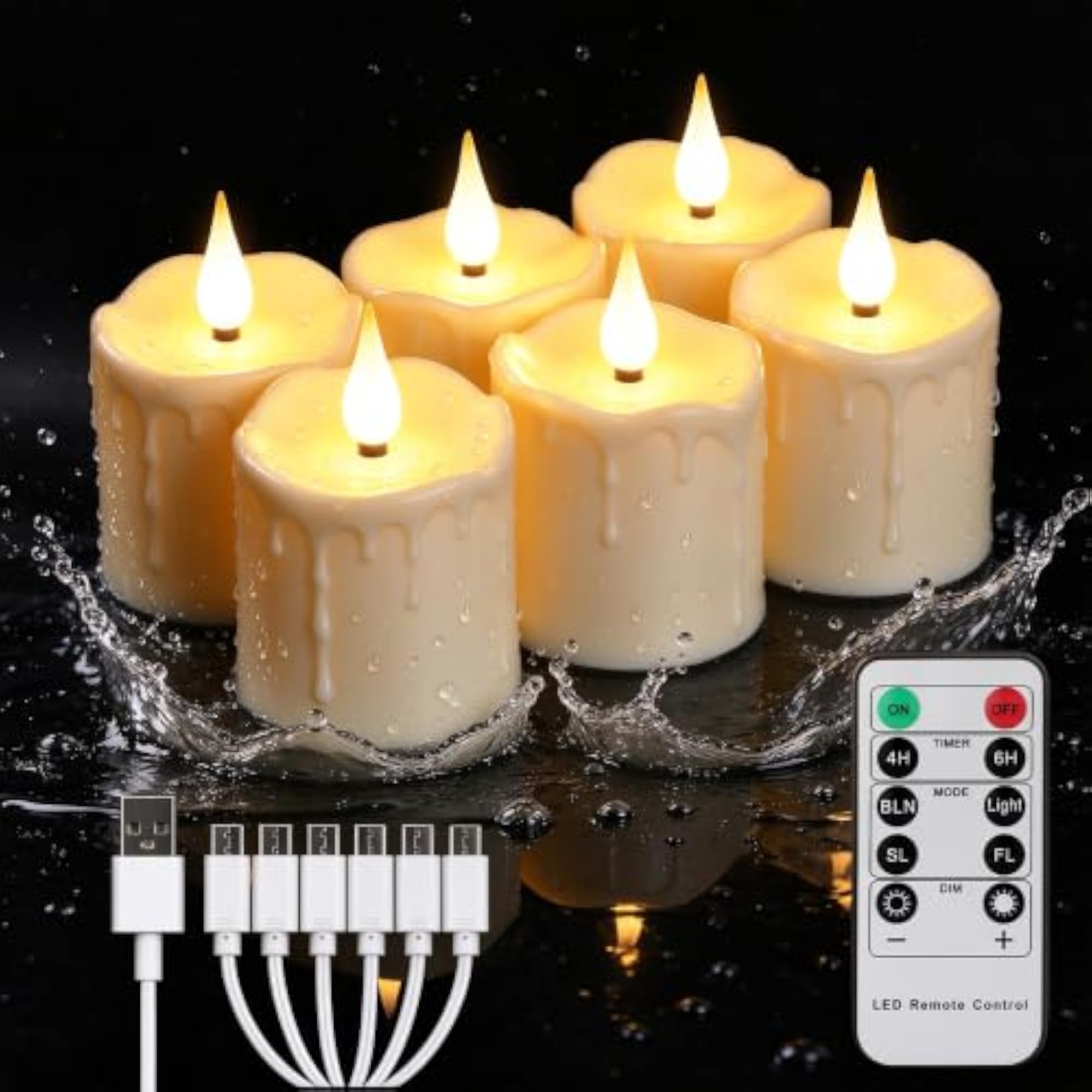 Rechargeable Flameless LED Votive Candles with Timer Remote