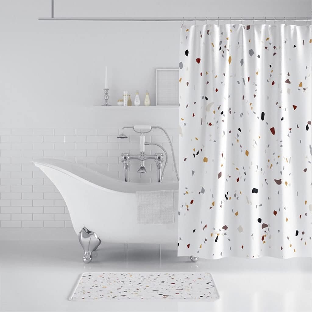 Shower Liner Shower Curtain Bathroom Terrazzo Shower Curtain Thickened Curtain Partition Door Curtain Shower Curtain with Hook Nordic Style Shower Curtain Suitable for Bathroom ( Color : A , Size :