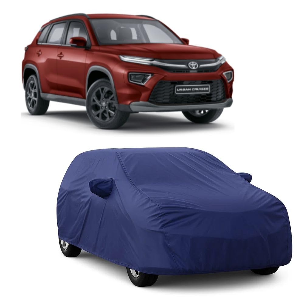 Waterproof Car Cover for Toyota Urban Cruiser Hyryder | Dust Proof, UV Protection, Scratch Proof Fabric | Both Side Mirror Pockets | Triple Stitching | Comes with Elastic Grip (Navy Blue)-image-2