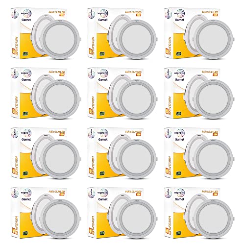 Image of wipro Polycarbonate Garnet 15W Round Led Wave Panel Light for Ceiling | Cool White Light (6000K) | Ultra-Slim Design | Recessed Down Light for False Ceiling | Pop Light | Cutout-150Mm | Pack of 12