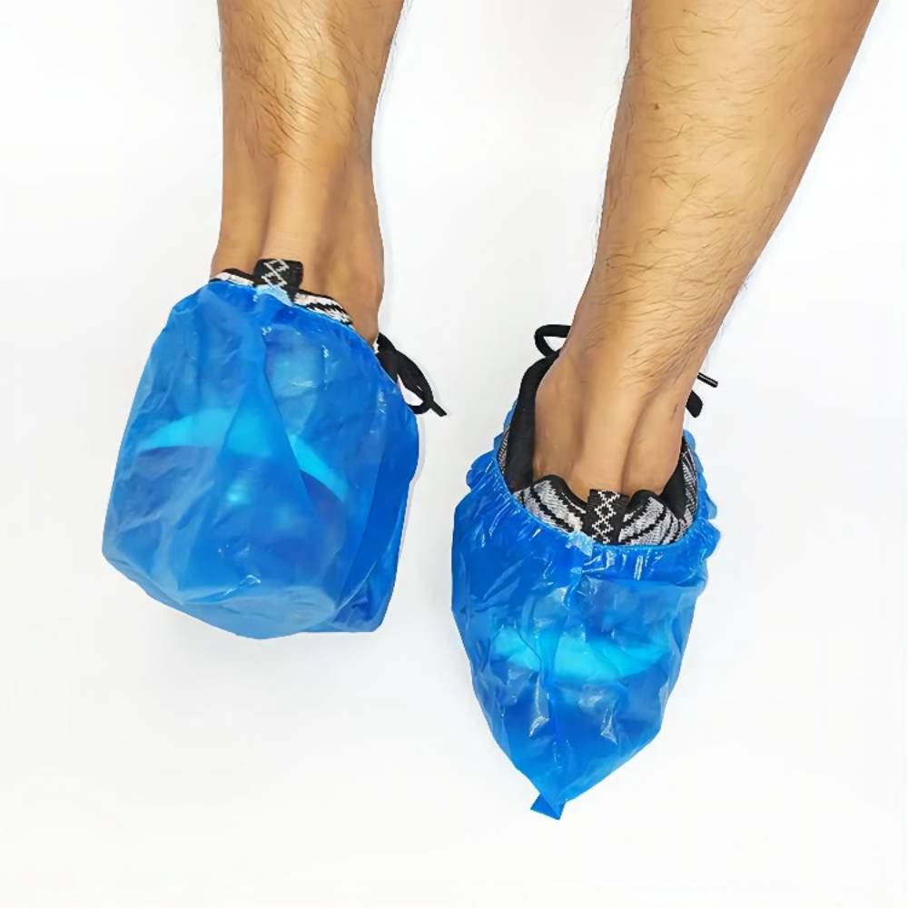 Copriscarpe, 300 Pezzi Copriscarpe Monouso, Overshoes Usa e Getta in PE, Monouso Copriscarpa Impermeabile Antiscivolo(150 Paia, Blu)