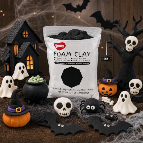 Image of BOHS Foam Clay, Black Air Dry Modeling Clay, 1.1 lb