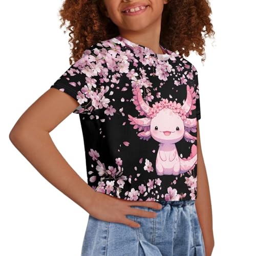 Image of Kids Crop Top Short Sleeve T-Shirts for Girls Size 5-14
