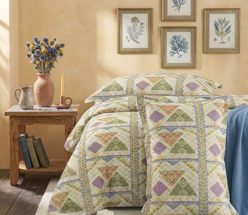 Image of FRESH FROM LOOM Cotton King Size Bedsheet 108x108 Super King, 100% Pure Cotton Bed Sheet with 2 Pillow Covers, 240 TC Soft Breathable | Perfect for Home Decor, PistaGreen, Size- 108x108 inch