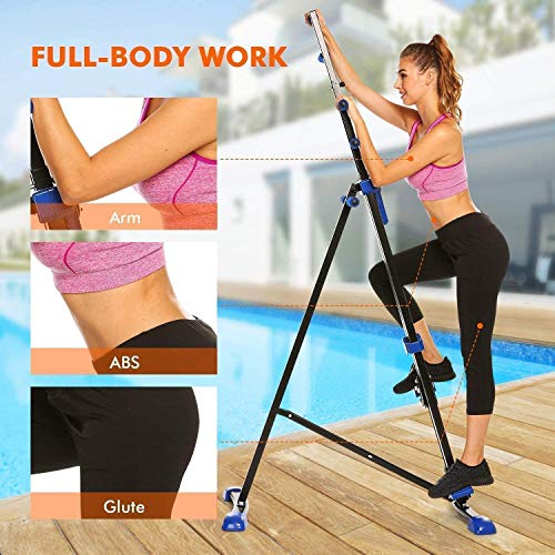 Hurbo Vertical Climber Home Gym Exercise Folding Climbing Machine Exercise Bike for Home Body Trainer Stepper Cardio Workout Training Non-Stick Grips Legs Arms Abs Calf (Blue Black)