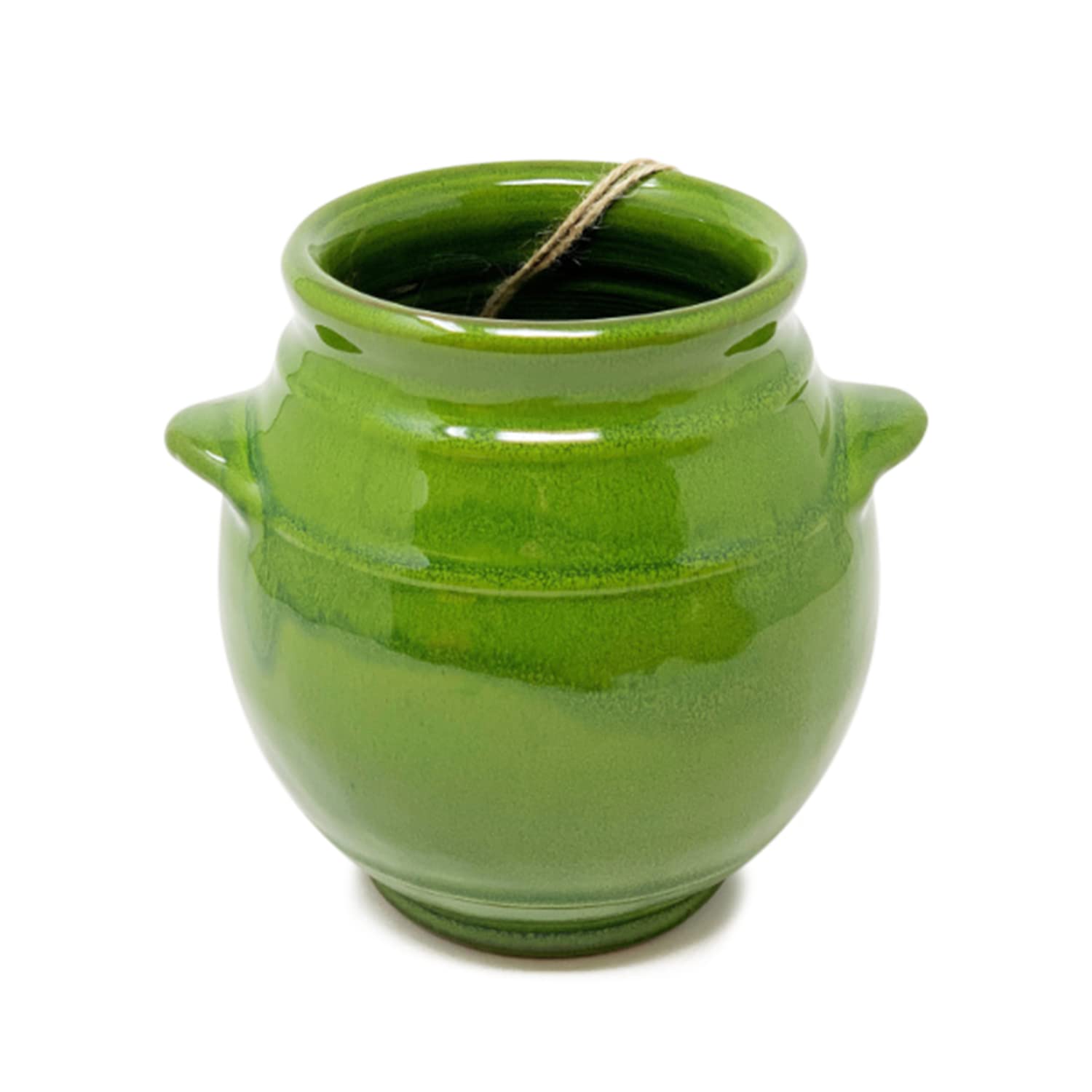 Verano Spanish Ceramics Selena Utensil Jar - Dark Green Glazed Ceramic - 16cm H x 16.5cm D