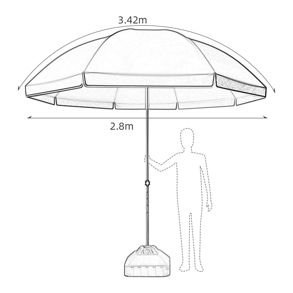 Parasol ogrodowy Duży parasol zewnętrzny, Parasol handlowy, Parasol ogrodowy, Parasol przeciwsłoneczny i przeciwdeszczowy Dwa w jednym, średnica 3,4 m Nadaje się na plażę, taras, dziedziniec
