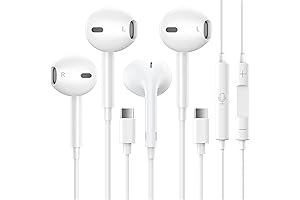 UltraHD Wired Earbuds for iPhone 15, USB C Headphones with Mic and Remote