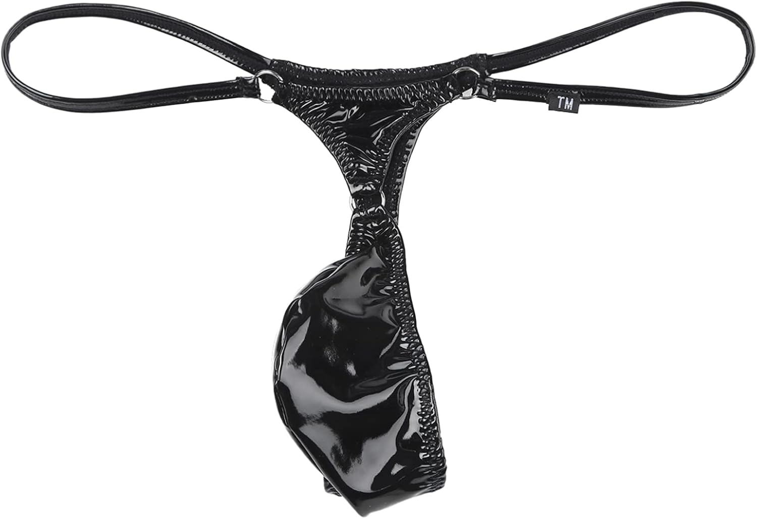 Sxiwei Men's Patent Leather G-String Thongs Pouch Underwear Enhance String T-Back Naughty Panties