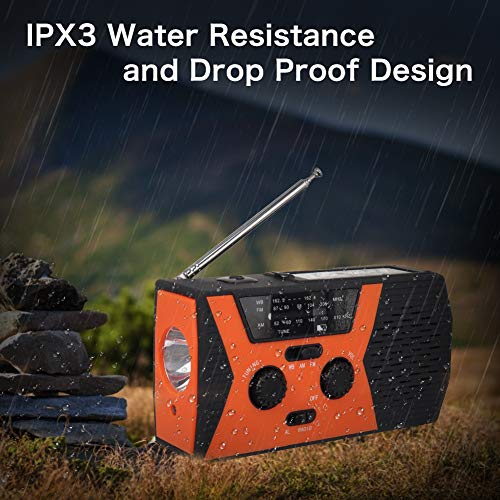 2020 Upgraded Emergency Solar Hand Crank Radio, RegeMoudal Hand Crank AM/FM/NOAA Weather Radio with Flashlight, Reading Lamp, 2000mAh Power Bank,USB Cell Phone Charger and SOS Alarm - Thumbnail 2