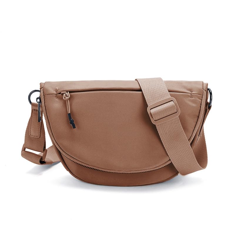 Solid Crescent Crossbody Bag for Women and Men Fashion Nylon Moon Bag with Adjustable Shoulder Strap for Outdoor,Sports,Yoga
