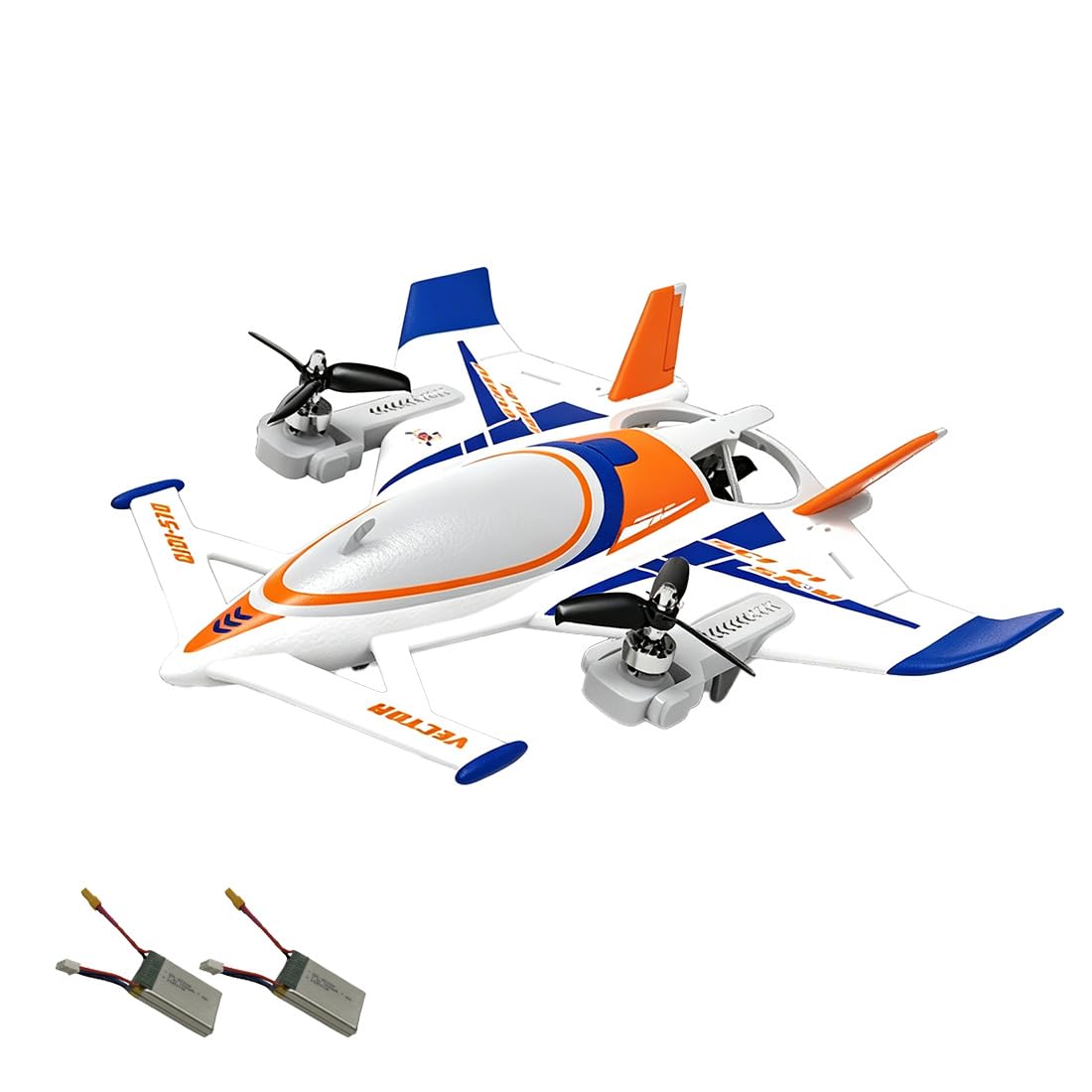 NULA 8-Kanal RC Flugzeug Mit Brushless Motoren, 2,4 GHz EPP-VTOL-Starrflügler Flugzeug Modell Für Senkrechtstart, Schwebeflug Und Vorwärtsflug, 6-Achsen-Gyro, RTR-Orange / 2 Akku