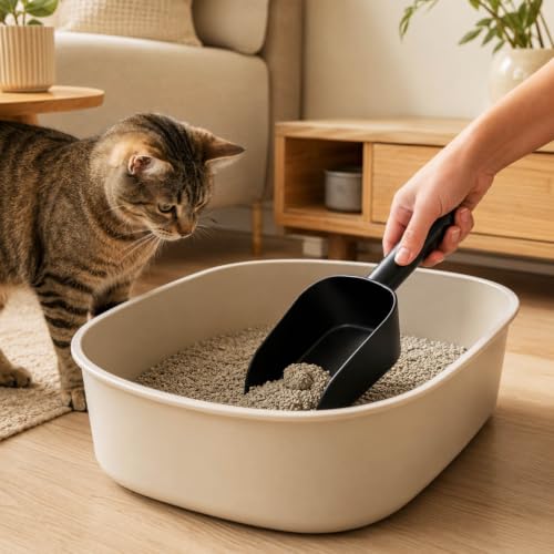 com-four® Kunststoff Schüttschaufel 26,5 cm, Universalschaufel Schwarz