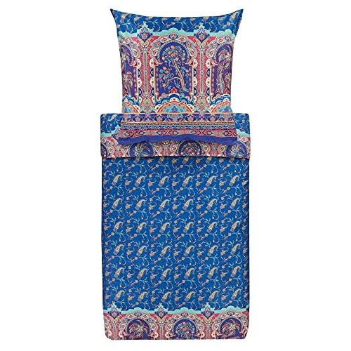 Bassetti Bettwäsche Set 2tlg. Piazza Dei Normanni B1 Blu, 100% Baumwolle mit Reißverschluss, Größe: 135cm x 200cm, 80cm x 80cm, 9314243
