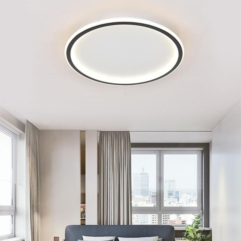 Fashionable Round LED Ceiling Lamp Three-Color Dimming Ceiling Light Side Emitting Design Lighting Ceiling Light Fixture for Living Room Bedroom Dining Room Kitchen Study Room(Dark,30cm)