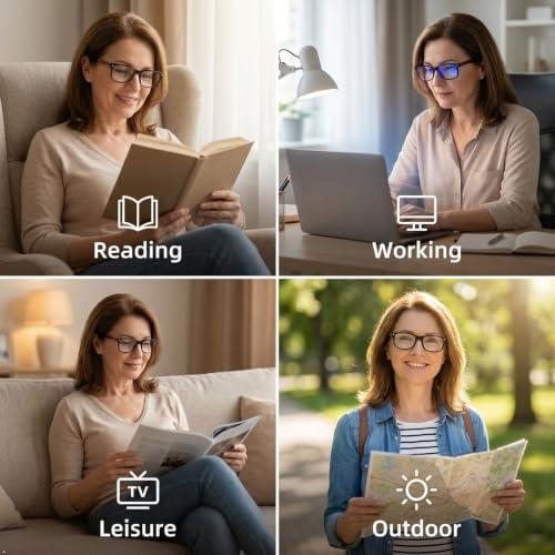 Image of Eyekepper Blue Light Filter Reading Glasses - Reduce Eye Strain Computer Readers - Tortoise /Red 1.25