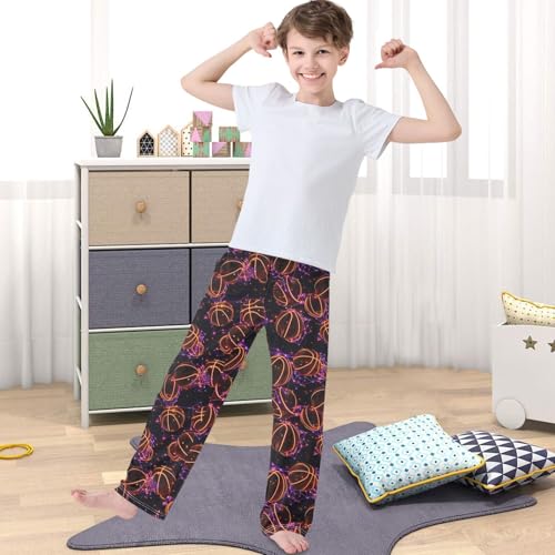 Boy's Pants Basketball Purple Jogger Pants Elastic Waist Long Bottoms Trousers with Pockets 6-14 Years4