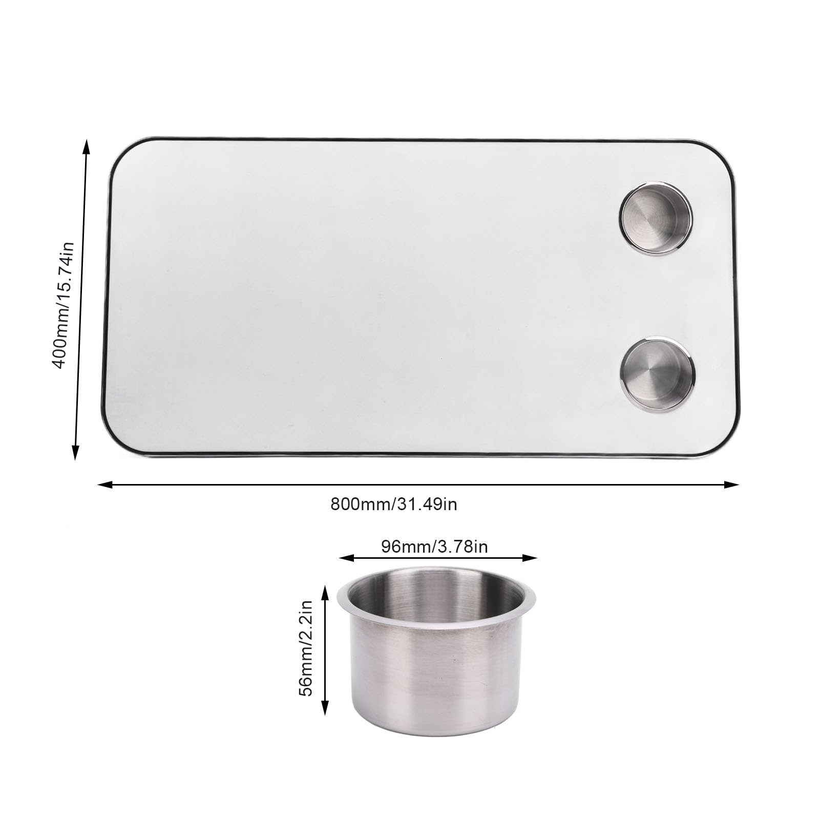 Ausla Plateau de Table pour Camping-Car en Bois Massif avec Porte-gobelets, Finition Lisse 800 X 400 Mm pour Camping-Cars, Bateaux, Yachts et Remorques (White)