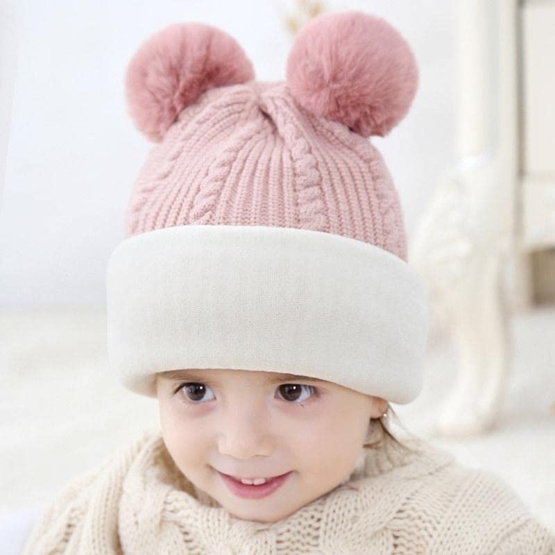 Image of Toddler Winter Hat Monkey Caps Baby Fleece Lined Earflap Hood Skull Caps for Kids (Pink, 6 Months to 7 Years)