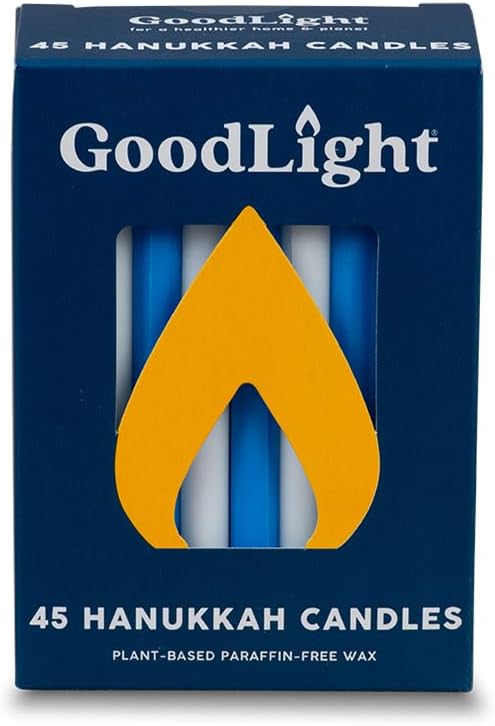 GoodLight Hanukkah (Chanukah) Candles | 45 Minute Burn Time | Dripless Paraffin Free Menorah Candles (45 Count)