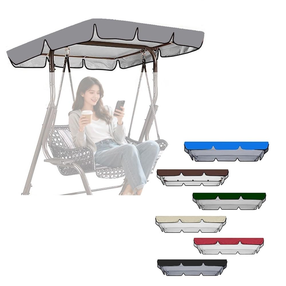Zamienny pokrowiec na huśtawkę na patio – żywica UV do huśtawki na werandę pasuje od 150 x 45 cm do 200 x 145 cm, szary, idealny do ogrodu i parku (208 x 145 cm)