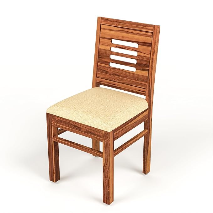 Image of Solid Wood Dining Table Set with Chairs for Living Room Home | Wooden Dining Room Sets Furniture for Hotels & Restaurants - Honey Finish (4 Seater)