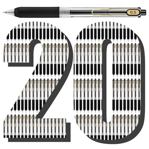 Aozora 20 bolígrafos gel punta fina tinta negra
