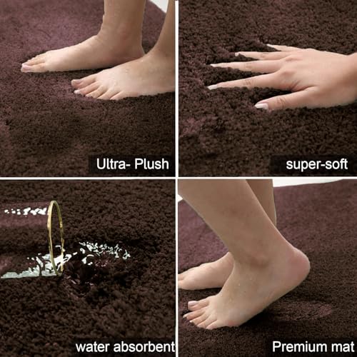 Image of Anti Slip Shaggy Micro Fibre Doormat(1.5 inches High Pile) for Home Entrance | Anti-Slip Indoor Outdoor (16x26 inches) Door Mat for Main Door,Kitchen,Bathroom,Offices |(Coffee)