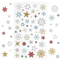 Kesote Sticker Stern Aufkleber Glitzer Schneeflocken 240x Etiketten Gold Selbstklebend zum Basteln Silber Weihnachten Deko Rot Blau