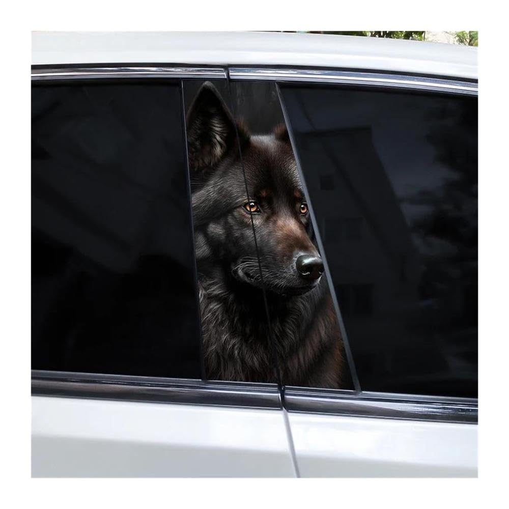 Decorative Items 2pcs Dobermann Shepherd Dog DIY Car Door Pillar Vinyl Decal Covering Scratched(I)