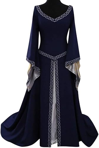 Disfraz de feria renacentista para mujer, talla grande, vestido vikingo medieval de bruja, cadáver, novia, reina malvada, princesa, vestidos de