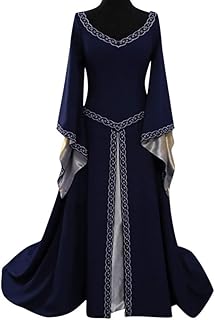 KonJim Renaissance Gothic Dress for Women Plus Size Halloween Dress Trumpet Sleeve Dresses Costume Pirate Peasant Dress Medieval Costume Women Renaissance Costume