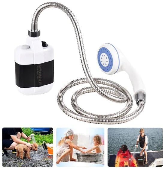 Frilla Przenośny prysznic zewnętrzny 2200 mAh, prysznic kempingowy na piesze wycieczki, plecak, podróże, plaża, zwierzęta domowe, przenośny prysznic kempingowy | HYDROPORT