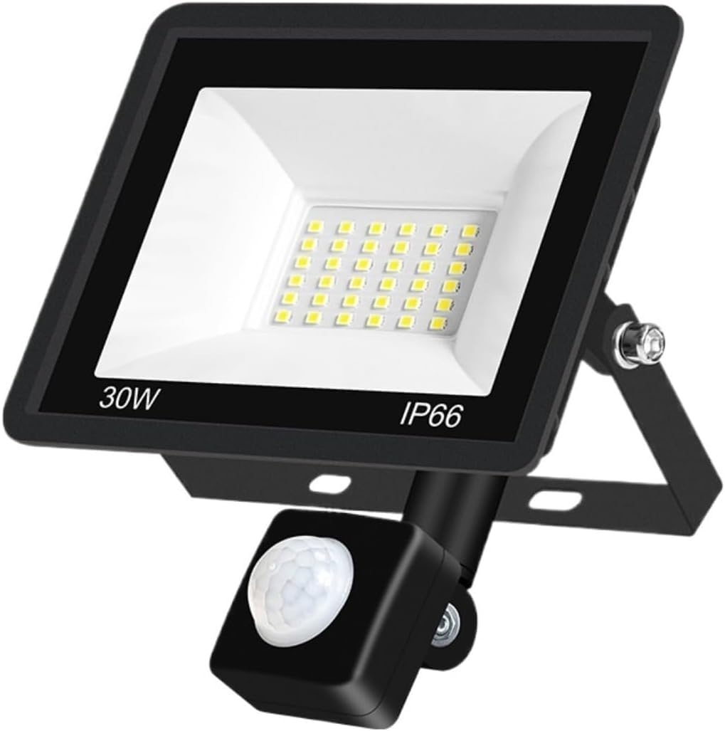 Reflector LED de 10W, 20W, 30W, 50W, 100W, 240V, impermeable, Sensor de movimiento PIR, lámpara de pared for exteriores, foco de luz de inundación(Warm White,30W)
