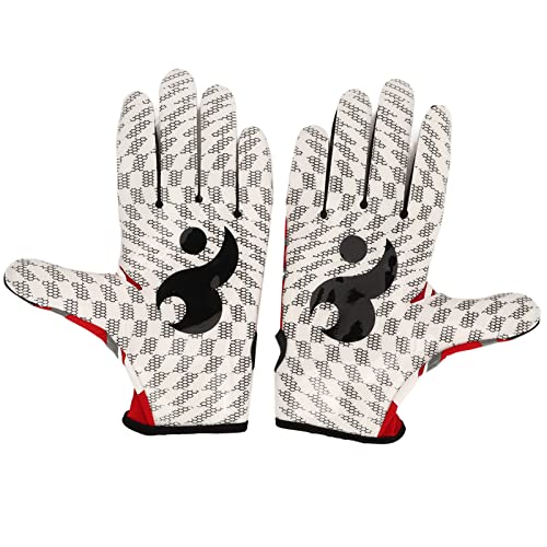 Football Batting Gloves Equipment, Widely Used AntiSlip Cycling Football Gloves (Red M)