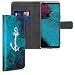 Produktbild kwmobile Hülle kompatibel mit Sony Xperia 10 II - Kunstleder Wallet Case mit Kartenfächern Stand Anker Landkarte Weiß Blau
