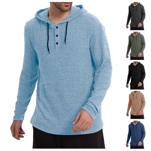 Wankang Knitted Hoodies for Man Quarter Button Up Hoodie Pullover Casual Long Sleeve Sweatshirt Trendy Drawstring Sweatshirts4