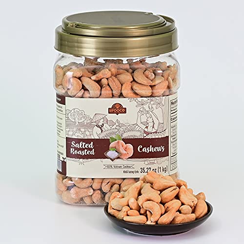 Image of LAFOOCO Roasted Salted Cashews 2.2 lb (1kg), Bulk Party Snack Nuts Jar