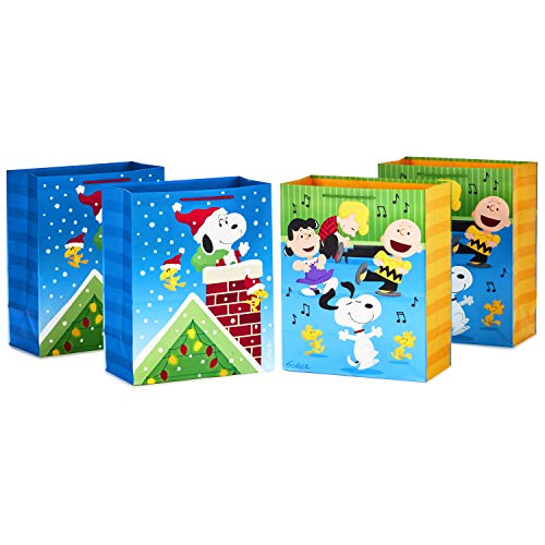 Hallmark Peanuts Christmas Gift Bag Bundle (4 Large 13