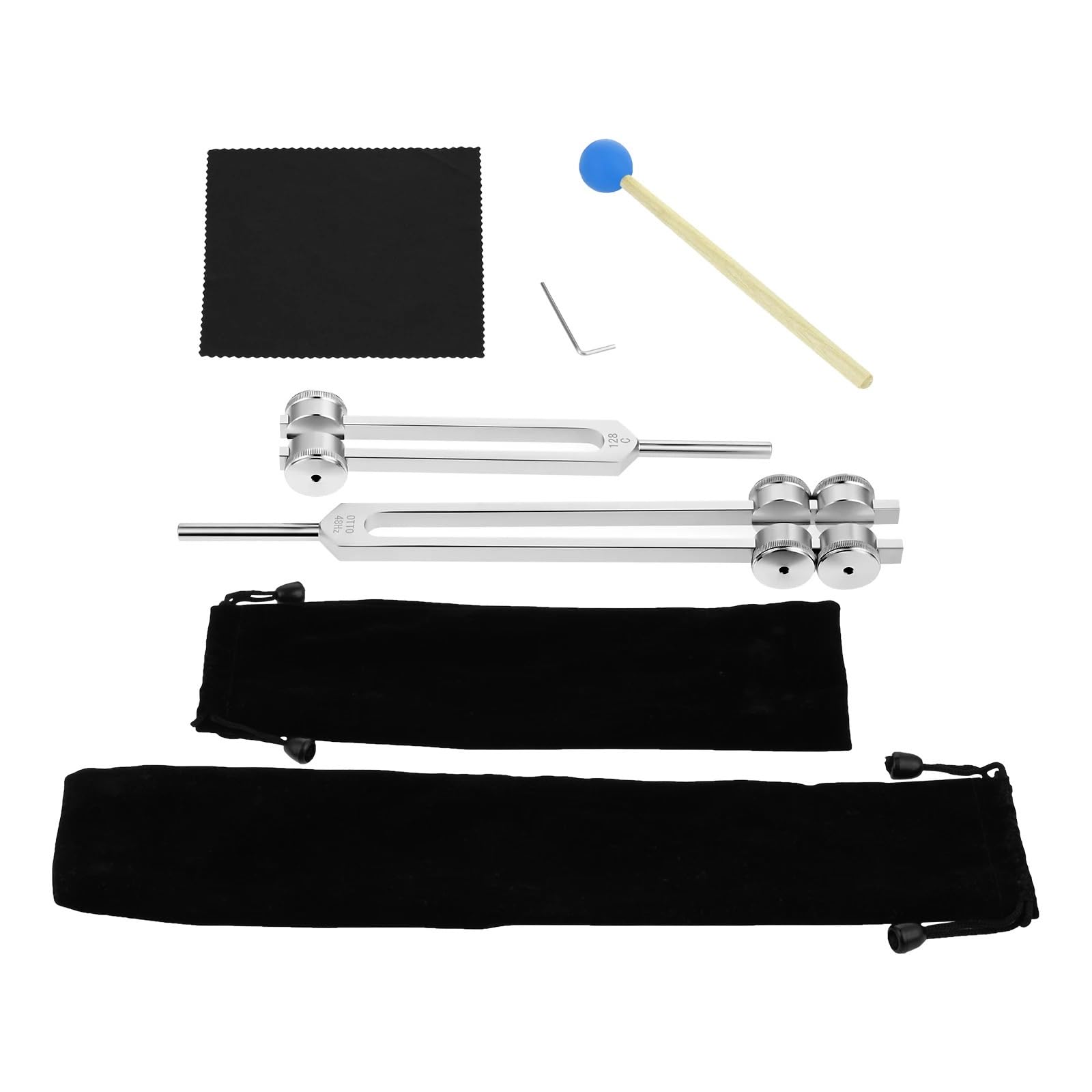 Otto 48hz 128c Afinador ponderado Diapasón de aleación aluminio para prácticas médicas Bolsa almacenamiento Instrumento musical