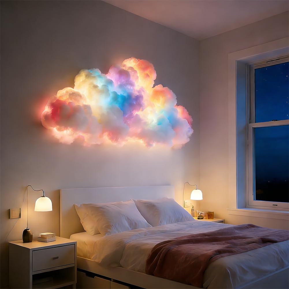 Umllpet DIY Gewitterwolken LED Licht, 3D Gewitterwolken Leuchte Dekorations Set, Multicolor Dynamisches Licht, Für Wand Decke, 200CM USB Betriebene Gewitterwolke Nachtlichter, Zuhause Deko