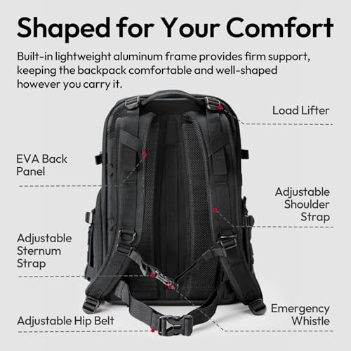 Image of ULANZI BC007 Camera Bag, Tactical Camera Backpack 28L Lightweight Aluminum Frame Travel Bag for Photographers Women Men DSLR Camera Case