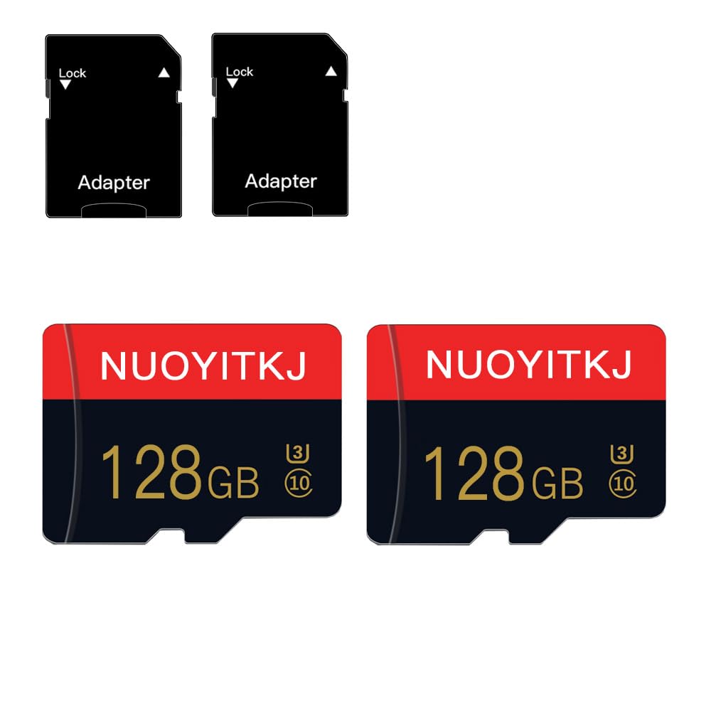 Lot de 2 Cartes Mémoire Micro SD 256 Go avec Adaptateur Classe 10 Mini TF Haute Vitesse pour Smartphone/Appareil Photo/Tablette