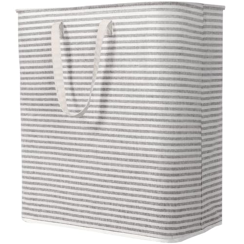 Image of Lifewit 105L Large Collapsible Laundry Hamper, Tall Foldable Dirty Clothes Baskets Waterproof, Freestanding Design with Easy Carry Handles in Dorm Bedroom Bathroom College, Grey