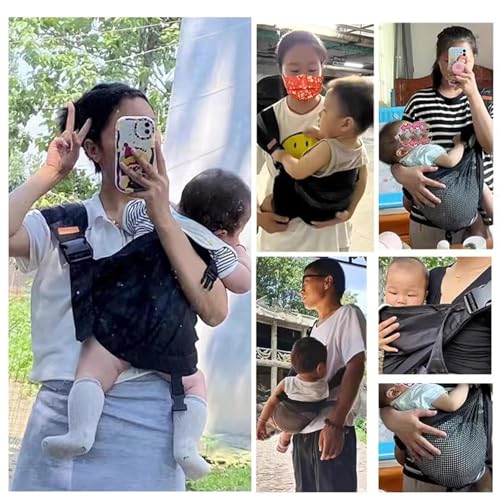 Tyafzzn Babytragetuch, Babytrage Seitlich, Hüfttrage für Neugeborene Kleinkinder, Leichte Babytrage Neugeborene ab Geburt, Multifunktionale Tragegurt Baby für Babys von 0 bis 36 Monaten (Schwarz)