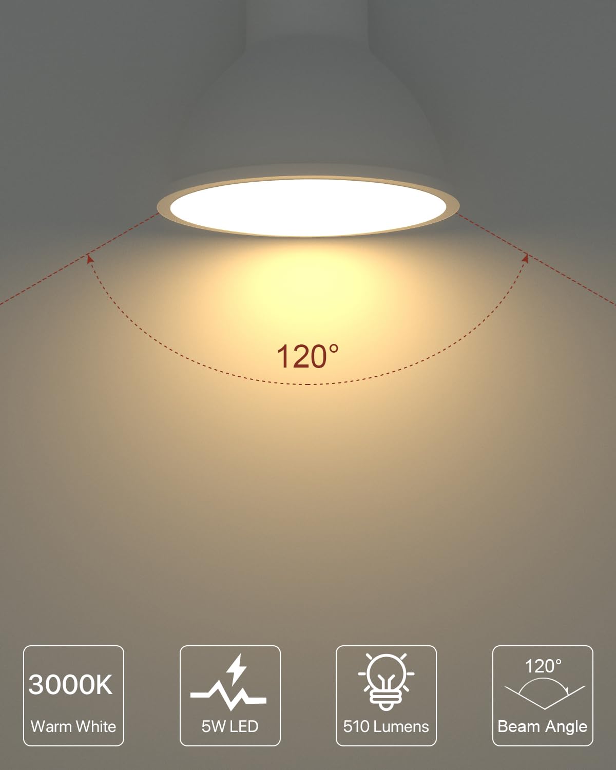 LUTW GU10 LED Bulbs Warm White 3000K, 5W LED Spotlight Bulbs Equivalent to 40W Halogen Bulb - Image 3