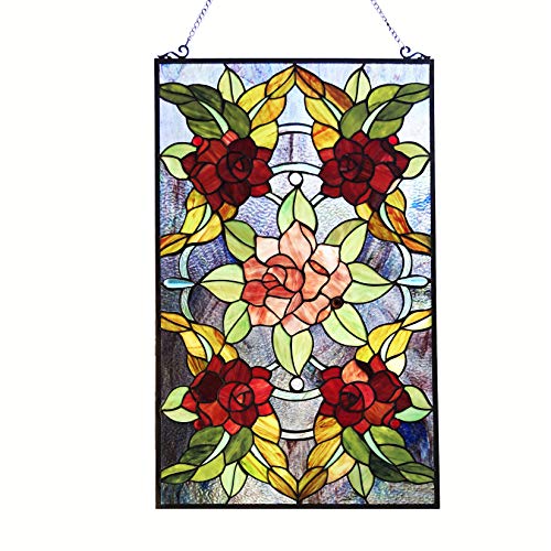 Radiance Goods Tiffany-Style Floral Stained Glass Window Panel 32