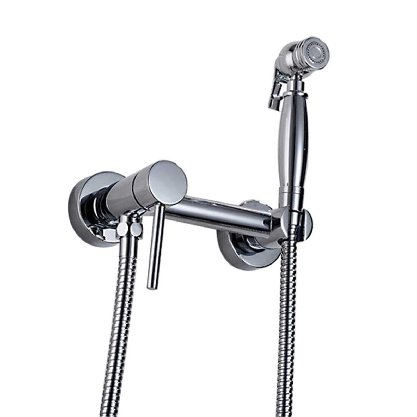 Rociador de Mano for Inodoro Rociador de Pañales de Tela for Bebés de Latón for Agua Fría y Caliente Grifo Portátil con Manguera for Lavado Femenino, Lavado de Mascotas, Fácil de Instalar, Cromo,Mangu